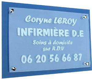 Plaque professionnel  plexi transparent + support plexi bleu