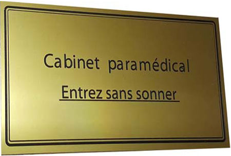 Plaque professionnelle aluminium anodis&eacute; aspect or