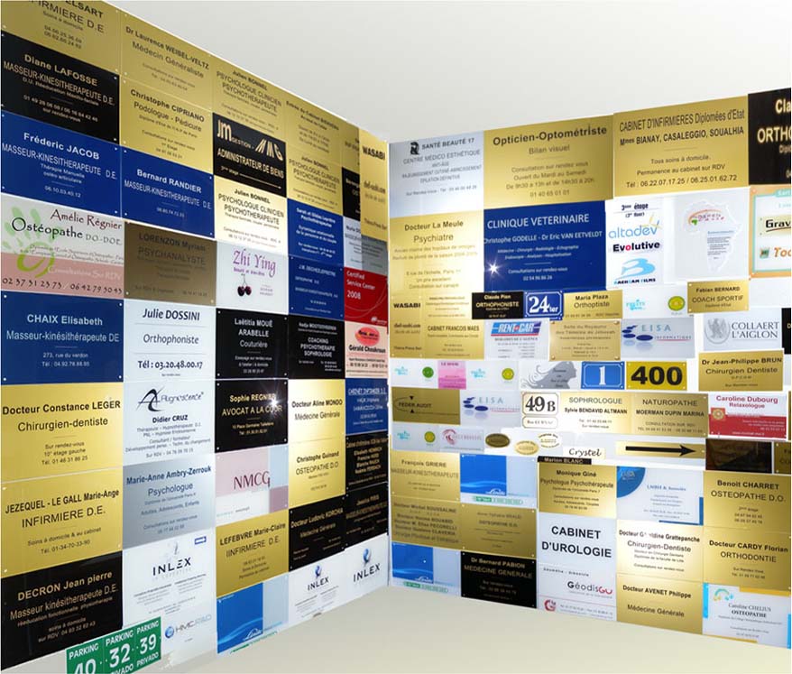 Exemples de plaques professionnelles