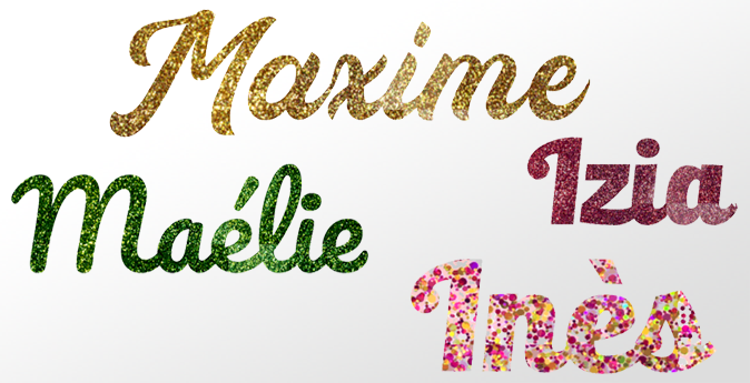 Pr&eacute;nom d&eacute;coup&eacute; ou mot d&eacute;coup&eacute; en plexiglass Glitter36