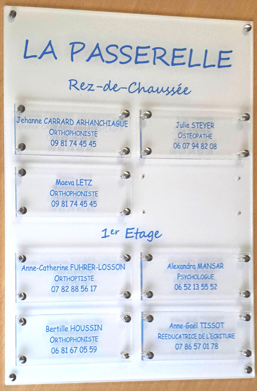 Support plexiglass couleur blanc + plaques transparentes