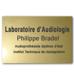 Plaque Aluminium anodisé or<br>40x30 cm - 4 lignes de Texte4