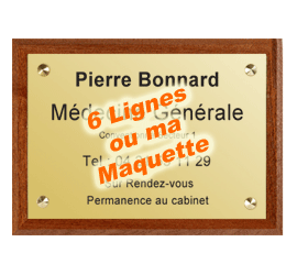 Plaque Laiton poli 30x20 cm<br>+ Sup. bois 6/7 l. ou ''Mon fichier''7