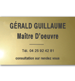 Plaque Laiton 50x30 ou 1500 cm²<br>5 lignes de texte5