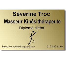 Plaque Plexi 30x20 Kiné<br>5 lignes + logo kinésithérapeute26