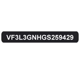 Sticker numéro de pare brise<br>Acrylique 10x1cm<br>1 ligne 1
