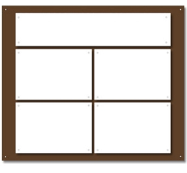 Support plexi fumé ou transparent 72 x 72 cm <br>1 plq 61x15cm + 4 plq 30x20cm3