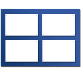 Support plexi Couleur 75x52 cm<br>pour 4 plaques 30x20 cm3